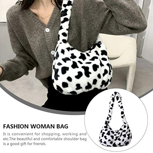 Amosfun Bolsa de Pelúcia Nas Axilas Bolsa Com Estampa de Vacas Nas Axilas Bolsa de Falsa Bolsa de Om