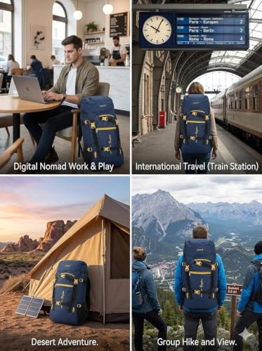 Image of APLOMB Premium 65L Hiking Backpack for Men and Women - Water-Resistant Rucksack with Expandable Storage to 80L, Ergonomic Comfort Back Support - Heavy-Duty Camping, Trekking & Travel Bag