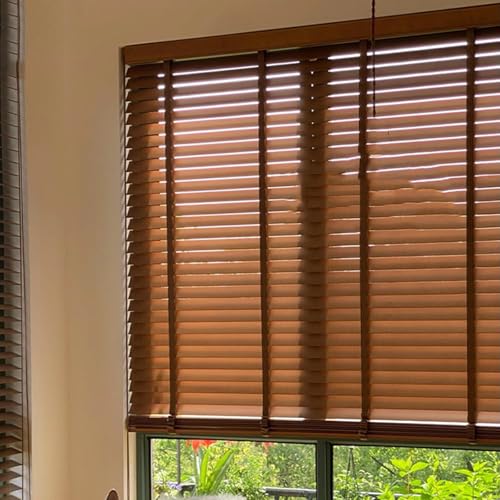 Genérico Persianas Venecianas De Madera Maciza Natural, Persianas Horizontales, Cortinas De Privacidad, Uso Interior para Oficina En Casa, Marrón