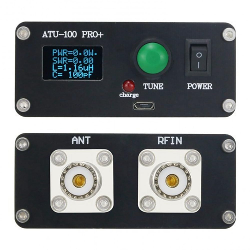 ATU-100 PRO+ 1.8-55Mhz Accordatore Automatico D'Antenna Multifunzione, Pratico, da 0.96" e Ricaricabile, in ABS + -ABVP