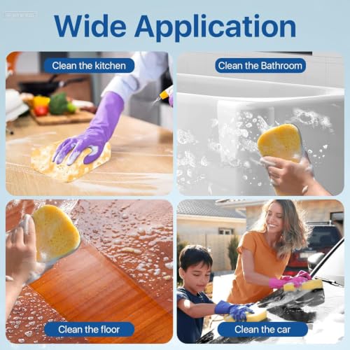 Image of 24 Pcs Large Cleaning Sponge, 7.5 x 5.5 x 1.9 Inch Grout Sponge, Yellow Car Wash Sponge, Multipurpose Large Sponges for Cleaning Kitchen, Window, Car, Bicycle