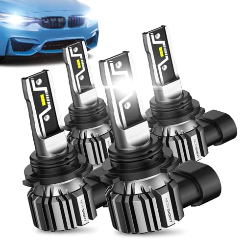NOVSIGHT 9005 9006 LED Light Bulbs Combo - 40000LM Brighter 6500K Cool White, 1:1 Design Plug and Play, 9005/HB3 High Beam 9006/HB4 Low Beam Automotive Fog Light Kit