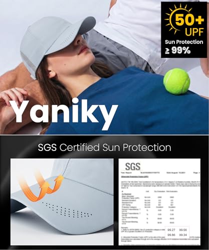 Image of YANIKY Running Hat for Men & Women, UPF 50+ Quick Dry Baseball Cap, Lightweight Breathable Sports Hat for Golf and Tennis