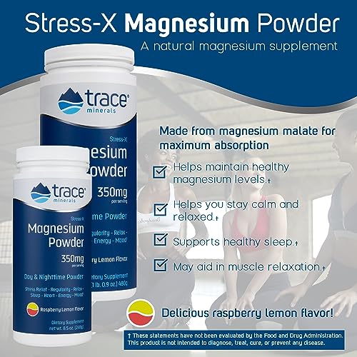 Trace Minerals Stress-X Magnesium Powder Raspberry Lemon Flavor - 16.9 Oz #TOP1