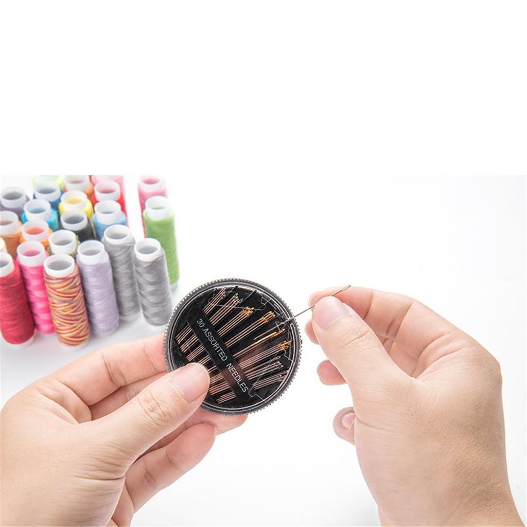 Caja de Costura con 24 Rollos de Hilo, Kit de Costura Multifuncional, Caja de Almacenamiento para Hilo de Coser