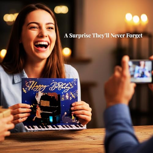 Carte anniversaire musicale chat LED pour passionnés