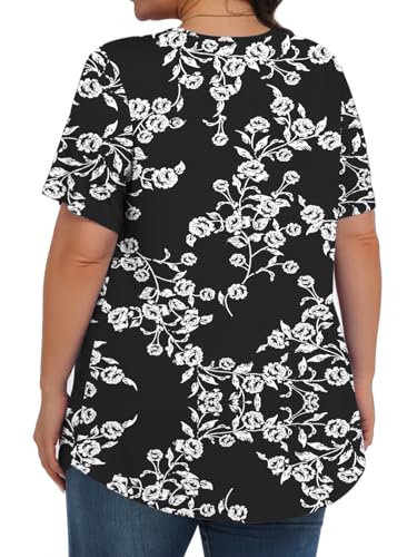 Image of Tencede Womens Plus Size Tops Tunic Short Sleeve Crew Neck Shirts Casual Soft Blouse 1X-5X