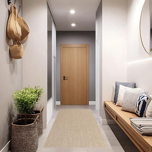STORESDECO Alfombra Vinílica de Pasillo de Tejido Trenzado Premium de Alta Gama. Lavable Antideslizante y extraplana. Alfombras pasilleras Corredor Máxima Calidad Color Beige 80x200 cm
