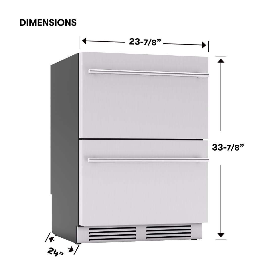 Zephyr Presrv 24 Inch Single Zone Refrigerator Drawers Wine & Beverage Fridge, Stainless Steel Wine Cooler Home Bar Under Counter Freestanding Built In, Energy Star Certified, 5.4 Cu. Ft on Fridge.com