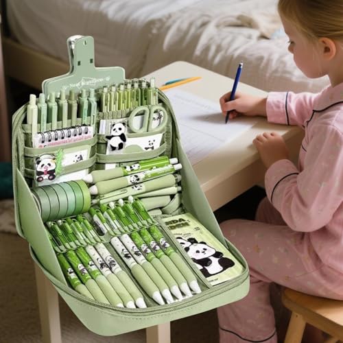 Set de fournitures scolaires Panda avec trousse et bloc-notes - 2