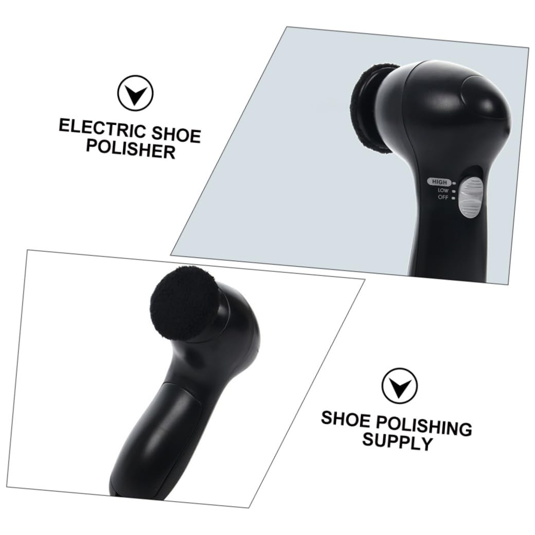 Ipetboom 2ensembles Set De Nettoyage Électrique pour Chaussures Kit De Brosse à Cuir Portable avec Accessoires Remplaçables Outil Pratique pour Entretien Noir