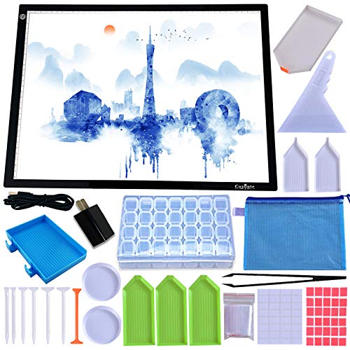 Diamond Painting Accessories, A3 Light Box, Cozonte Ultra-Thin A3 LED Light Pad Third Level Touch Dimmer 12W Super Bright Light for Diamond Painting, Sketching, Designing, X-ray Viewing et.