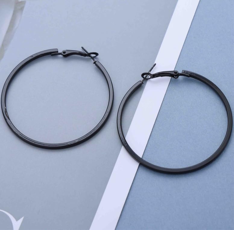 Black Hoop Drop Dangle Earrings for Women Vintage Circle Hoop Earrings Lightweight Geometric Round Loop Earrings Punk Statement Black Hoop Earrings Jewelry Gift - Image 6