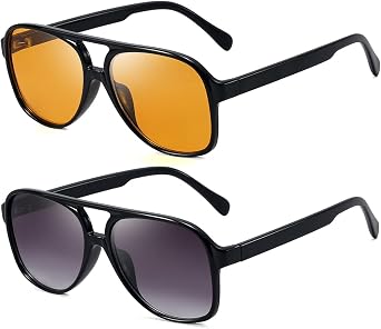 نظارات شمسية Dollger Retro Aviator للنساء الرجال Classic Vintage Large Square Frame 70s 80s Sun Glasses