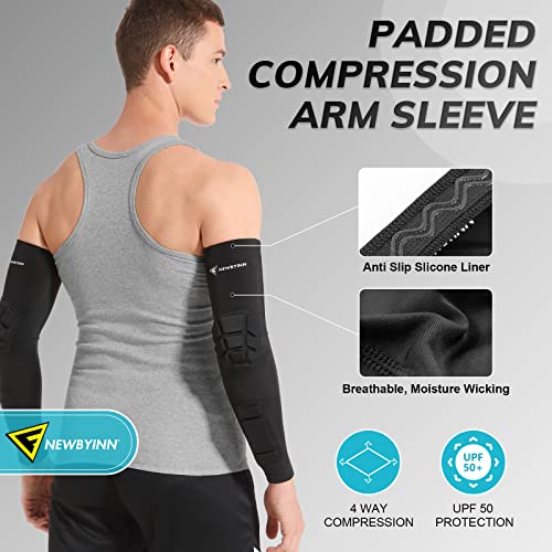 image for Newbyinn Padded Arm Sleeves 2 Pack, Elbow Forearm Crashproof Pads for 
