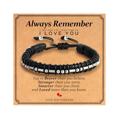 HIMSTORY Gifts for Men Husband Boyfriend - Always Remember I Love You Morse Code Bracelets for Men Anniversary Valentines Day Birthday Gifts for Him Husband Boyfriend from Wife Girlfriend