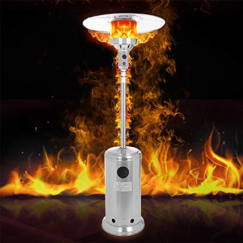 Heizstrahler Gas Heizpilz mit Kippschutz und Abschaltautomatik 3 Heizstufen Gasheizstrahler, Wärmestrahler, Heizgerät für Terrasse Edelstahl