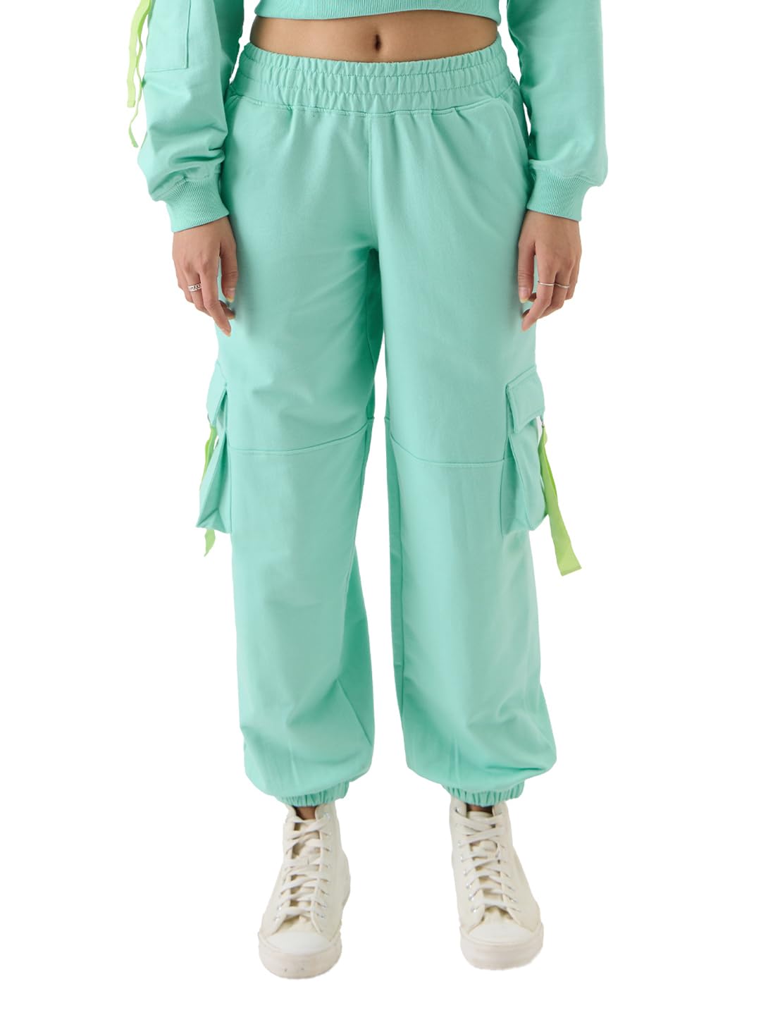 The Souled Store Sterling Blue Utility Joggers Women Cargo Joggers in blue