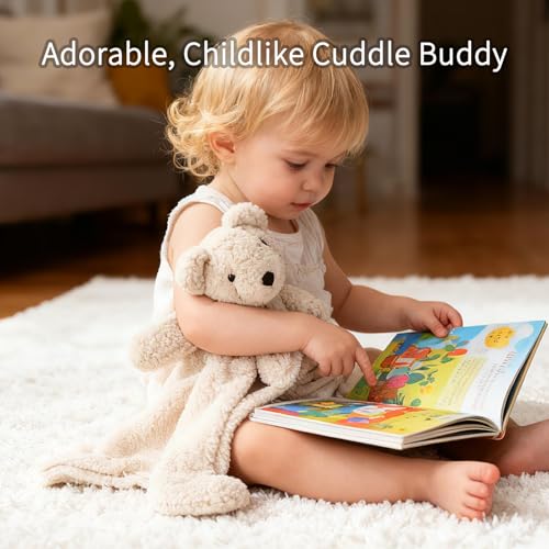 Image of Loveys for Babies,Snuggle Stuffed Animals Toy Girl & Boy, Soft Security Blanket,Bear Lovey Comforter Toy for Babies 0-12months,Baby Gifts for Infant and Toddler(White Bear)