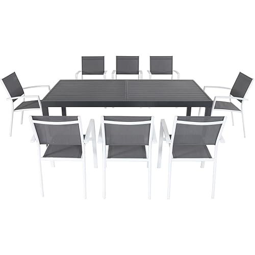 Hanover Naples 9-Piece Outdoor Dining Set with Aluminum 40" x