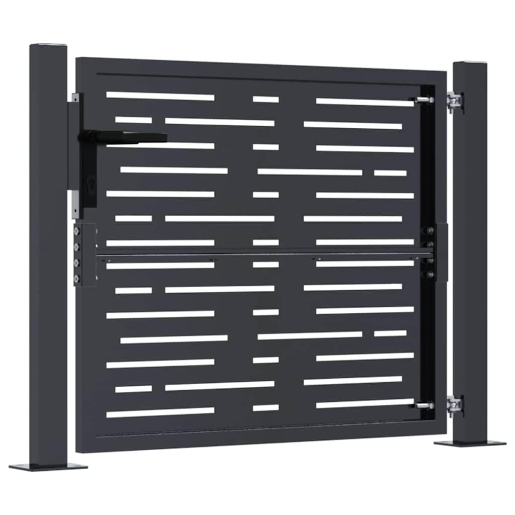 vidaXL Puerta de jardín Acero Gris Antracita diseño Cuadrado 100x75 cm, Puerta de Metal, Puerta Delantera de jardín, Puerta de jardín con Cerradura