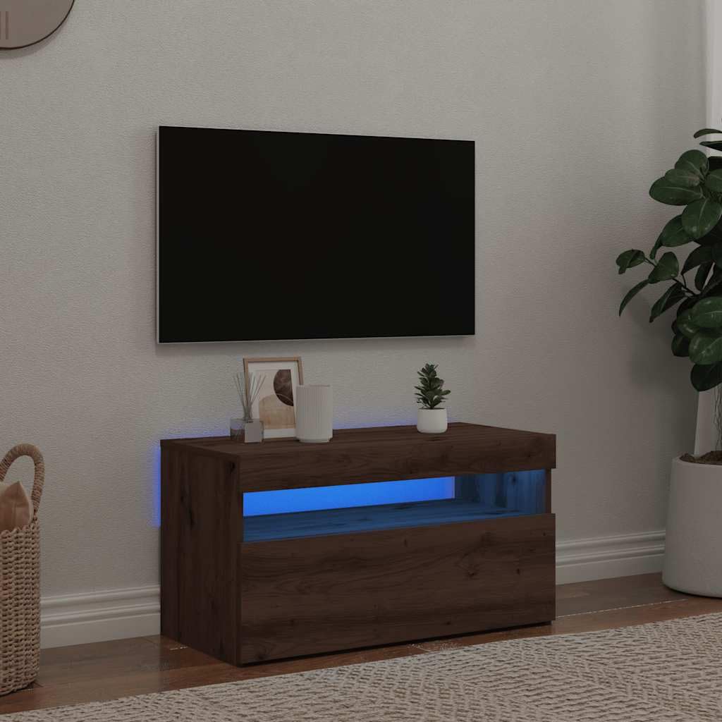 Szafka pod telewizor LED 75 x 35 x 40 cm, dąb, rękodzieło