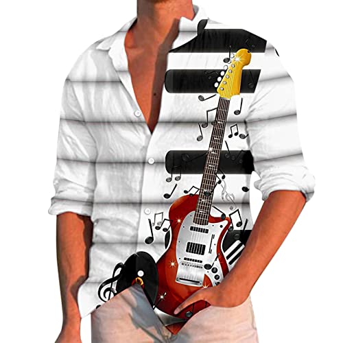 Camisa Hawaiana Hombre Manga Larga Estampadas Cuello de Solapa, Camisas de Flores Hombre Hawaiana Informal Botones Hombres Camisa Verano Hombre Camisa Cover