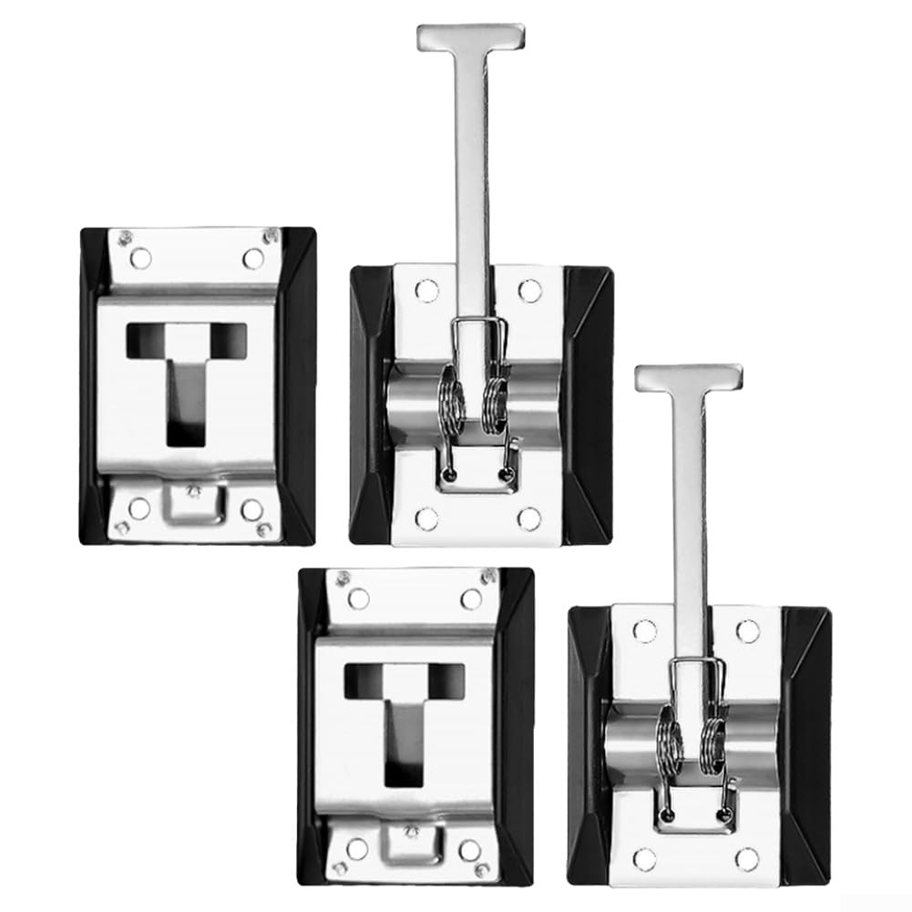 T-Style Entry Door Catches, 2Pcs RV Door Retaining Latch, Door-Holder Catch Latch, For Caravans, Trucks And Motorhomes, Trailer, RV, Heavy Duty Exterior-Door Hold Hook Keeper Hardware(Iron galvanized)