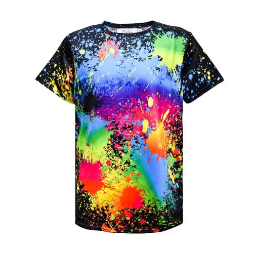 Image of Boys Tie Dye Shirts 3-12 Years Hippies Senior Crewneck Short Sleeve Rainbow Tee for Kids (US, Age, 11 Years, 12 Years, Black)