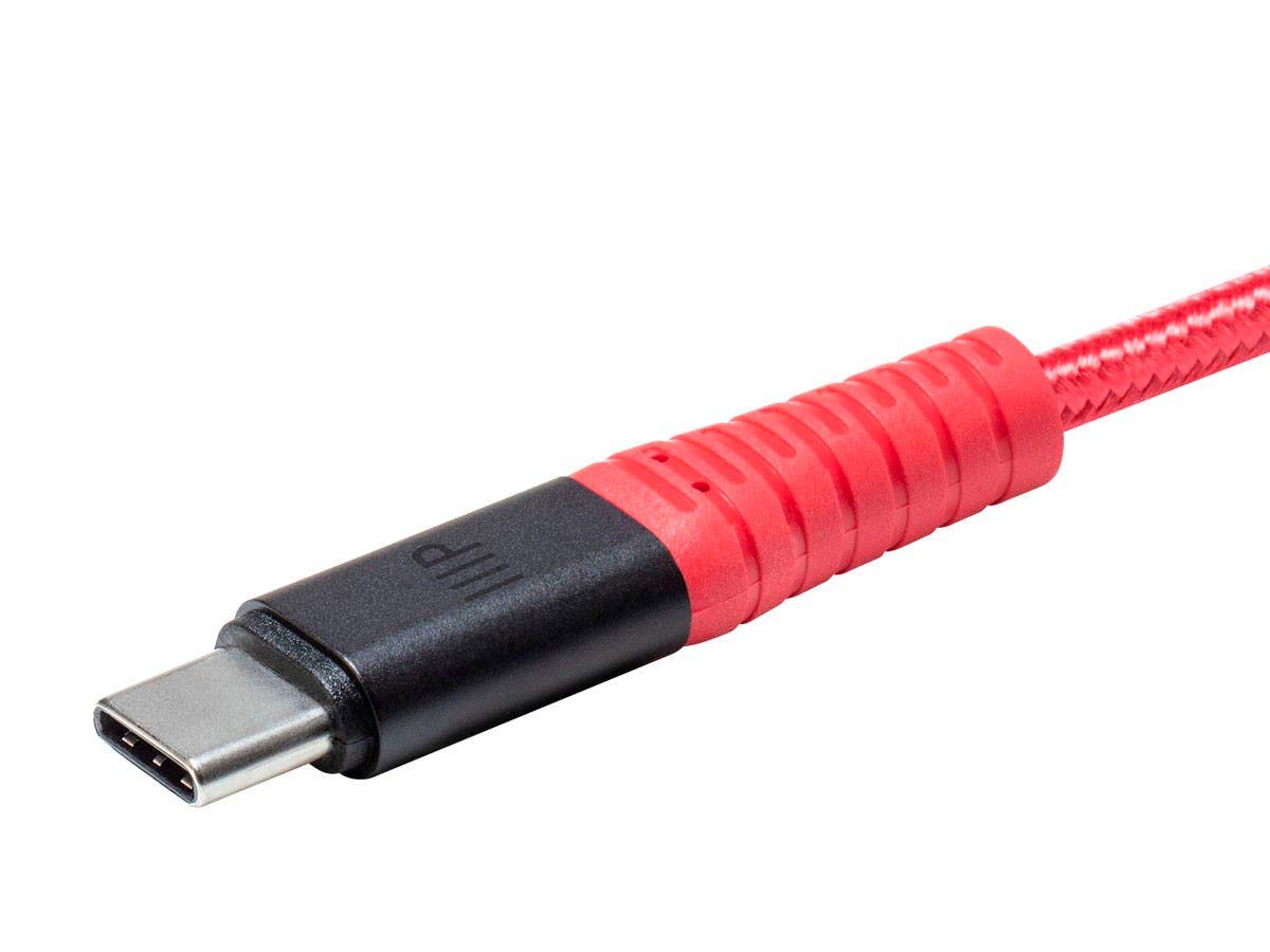 Monoprice AtlasFlex - Cavo USB 2.0 di tipo C per ricarica e sincronizzazione, 9,6 m, 3 m, rosso (confezione da 3) in Kevlar rinforzato in nylon intrecciato, resistente, 5A/100 W, per Samsung, iPad