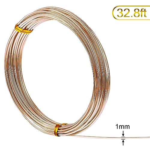 Image of TecUnite Aluminum Craft Wire for Sculpting Armature Bendable Craft Wire for DIY Jewelry Making(Copper, 10 M X 3 mm, 1 Roll)