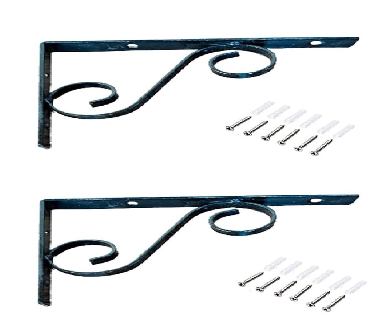 2 Pack 12" inch L Clamp for Clothes Drying Angle Bracket L Bracket for Wall Shelf, Shop, Showroom, Rack (12 x 8 Inches, Black Powder Coated)