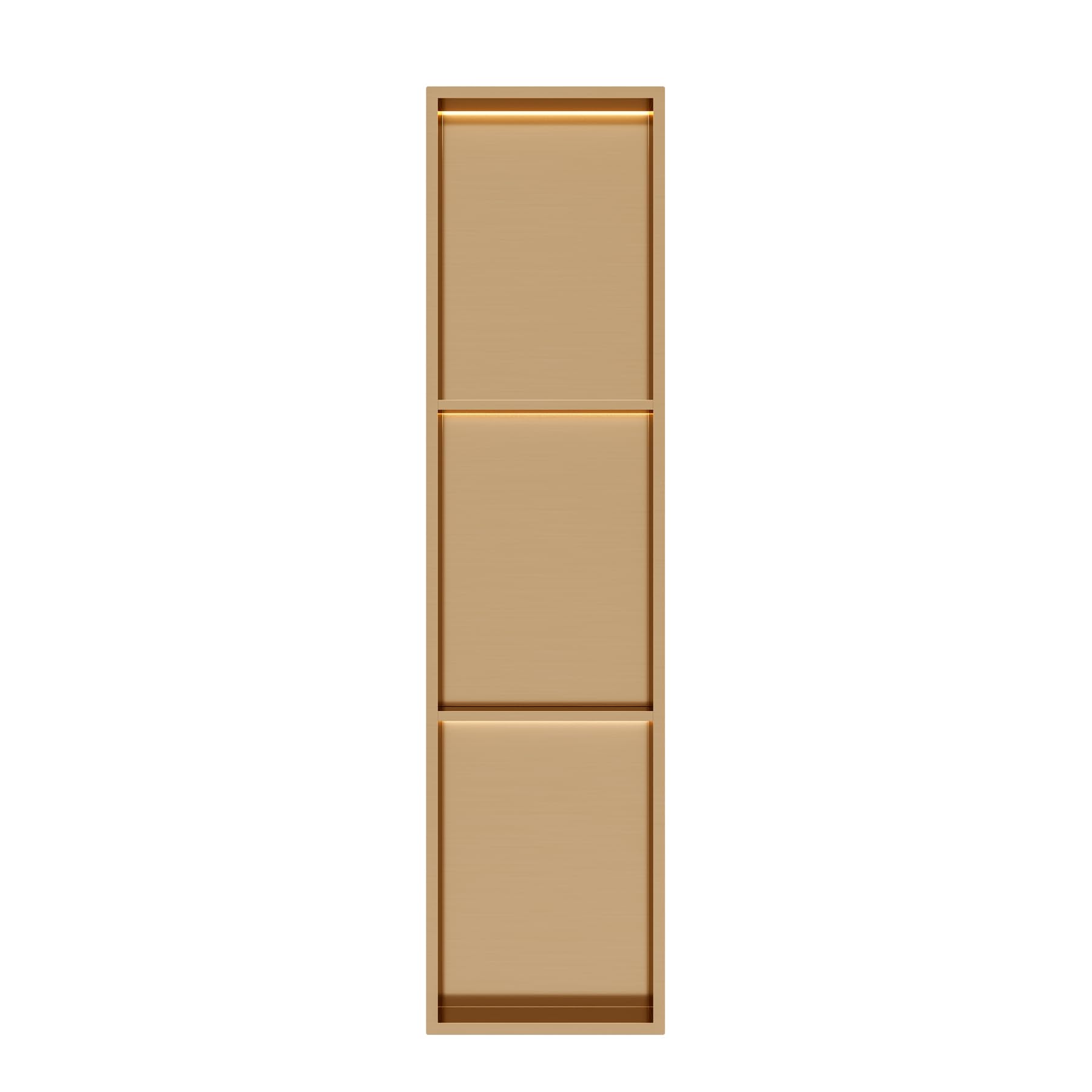INSL8 Stainless Steel Rose Gold (305 x 1210 x 100mm - Shelved - LED) Shower Niches – Shelved & Standard Options | with or Without LED Lighting