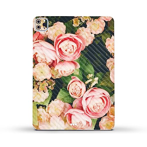 Image of MightySkins Carbon Fiber Skin Compatible with Apple iPad Pro 11 inch M2 4th Gen (2022) Full Wrap Kit - Faded Roses | Protective, Durable Textured Carbon Fiber Finish | Easy to Apply | Made in The USA