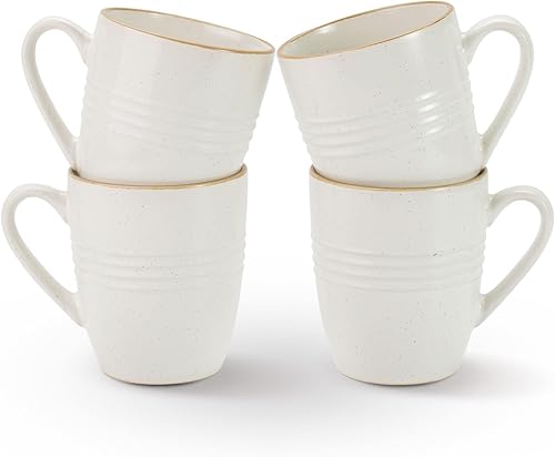 Miniatura 7 de famiware Juego de 4 tazas de café, 13 onzas, tazas de gres para café con leche, té caliente, moca, cacao, capuchino, microondas y lavavajillas