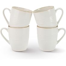 famiware Jupiter Coffee Mugs Set of 4, 13 oz Coffee Mug, Microwave and Dishwasher Safe, Coffee Cups with Handle for Coffee, Tea, Cocoa, Milk, White