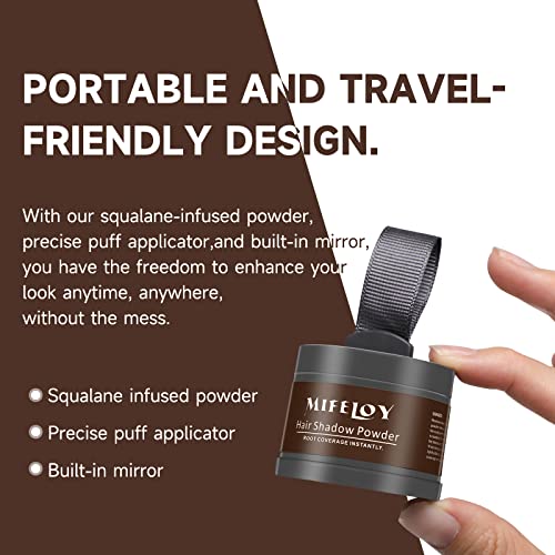 Mifeloy 2 Pack Root Touch Up Powder, Cover Up Hair Color For Grays, Root Coverage For Women Men, Roots Concealer For Beard Line Eyebrow, Instantly Shadow Powder For Thinning Grey Hairline, Dark Brown #TOP5