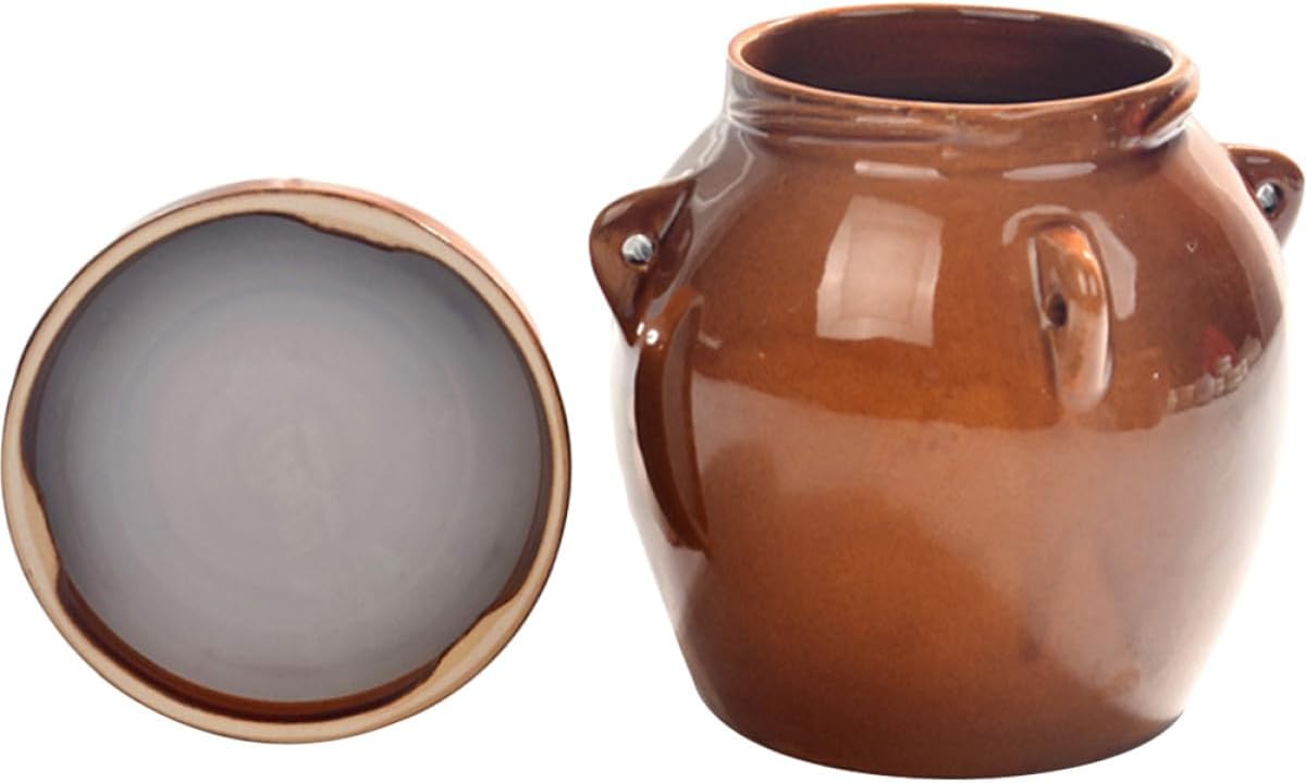 Vintage Large Ceramic Honey Jar and Sealed Pickle Storage Container with Lid, 1200g Capacity Porcelain Food Jar for Kitchen and Pantry Use