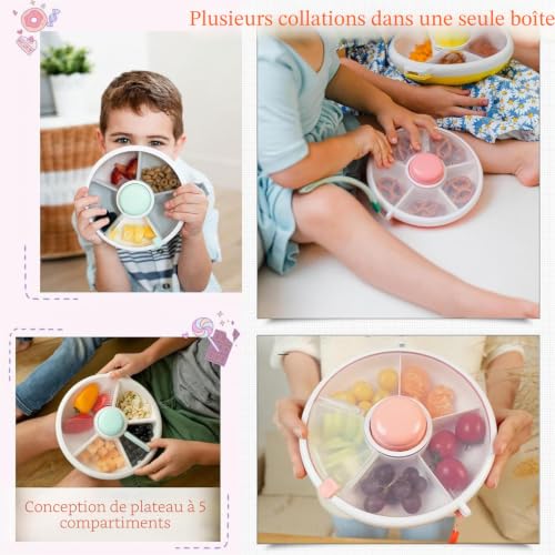 Ukisisi Spinning Snack,Snack Spinner Rotating Storage 5 Compartment,Snack Spinner Container,snackle Box for Snacks,Snack Rotating Container,Rotating Snack Box,Leakproof Snack Box Container – vue 5