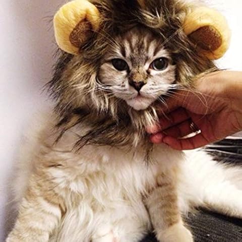 Cat Lion Mane, Realistic & Funny Lion Mane for Cats Puppies, Complementary Lion Mane for Cog Costumes, Lion Wig for Cat Cover
