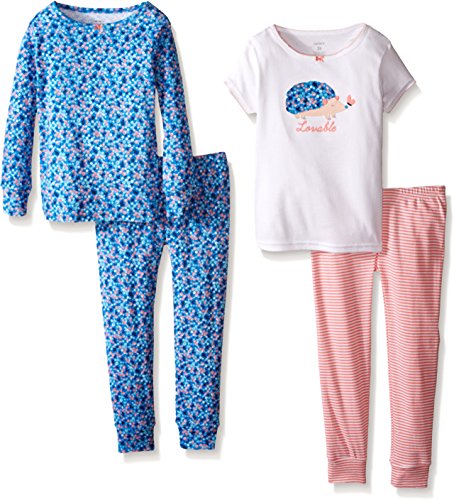 Carter's Little Girls' 4 Piece Graphic Tee PJ Set (Toddler/Kid)
