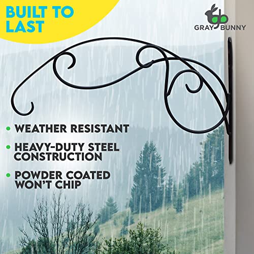 Gray Bunny Outdoor Plant Hanger Hook, 23” Large Heavy Duty Iron Wall Hooks For Bird Feeders, Lanterns, Wind Chimes, Plants, Patio Decor - Black #TOP2