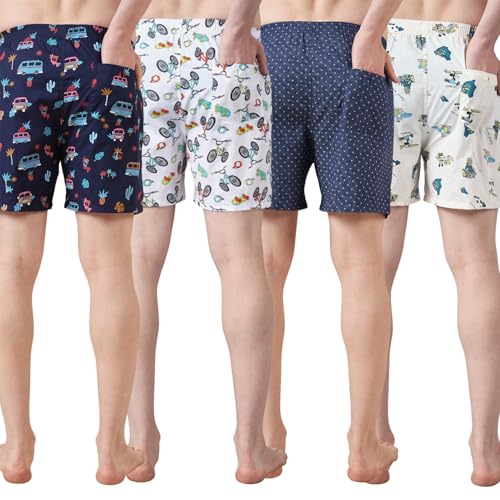 Image of Urban Scottish Ultra-Comfortable Men's Boxer Pants (Pack of 4), 100% Cotton with Stylish Print, Soft & Stretchy Elastic Waist Band, Dynamic Movement & Hardwearing Stitching,Breathable Gentle Snug Fit