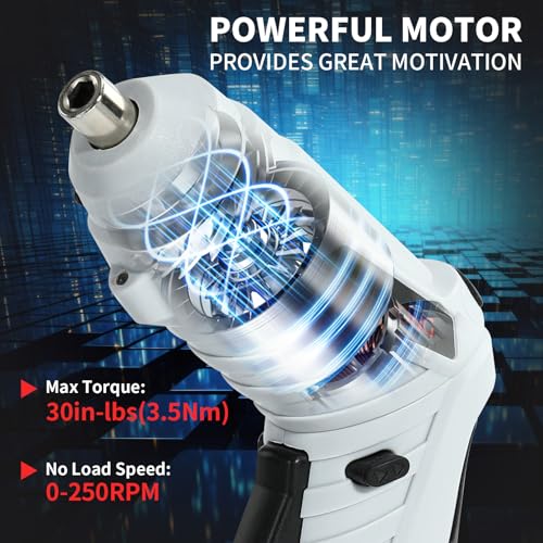Image of Electric Cordless Screwdriver Set, power-screw-guns，Rechargeable Cordless Power Tool with Carrying Case and Bits (white)