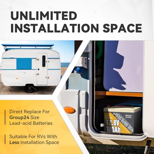 Power Queen PQ-12.8V100AH-GROUP24 12V 100Ah Lifepo4 Battery Bci Group 24 Lithium Battery, Deep Cycle Battery With 100A Bms, 1280Wh, Up To 15000 Cycles & 10-Year Lifespan For Trailer Rv thumb #2