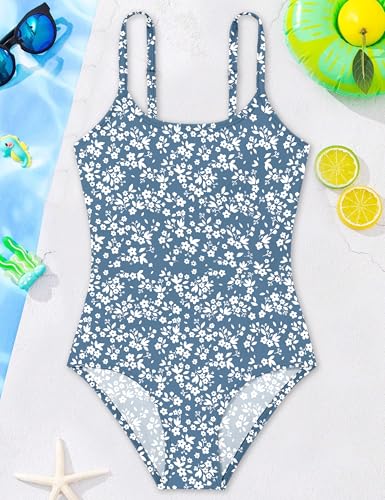 Image of Girls Swimsuit Criss Cross One Piece Swimsuits Wrap Tie Back Sheer Mesh Bathing Suit with Gold Metal Swimwear 9-16Y