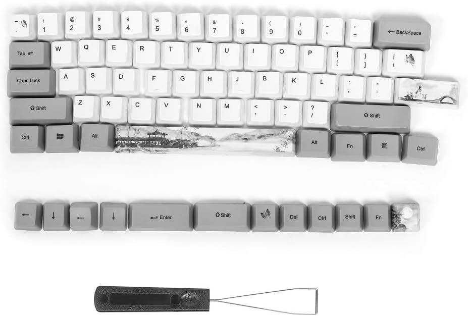 Custom Keycaps 60 Percent Set PBT Material Oem Highly Sublimation Process 73 Key,Compatible With Gh60/Gk61/Gk64 Mechanical Keyboards,Decorate For Student Unisex Young People(6064 ink)