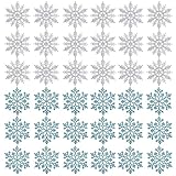 Contenido del paquete: recibirás 36 colgantes de copo de nieve y 36 cintas, incluyendo 18 copos de nieve de plata en forma de arroz y 18 copos de nieve coral azul claro con un tamaño de 10 cm. Es el creador perfecto del ambiente festivo y agrega un ambiente hermoso a tu fiesta navideña.