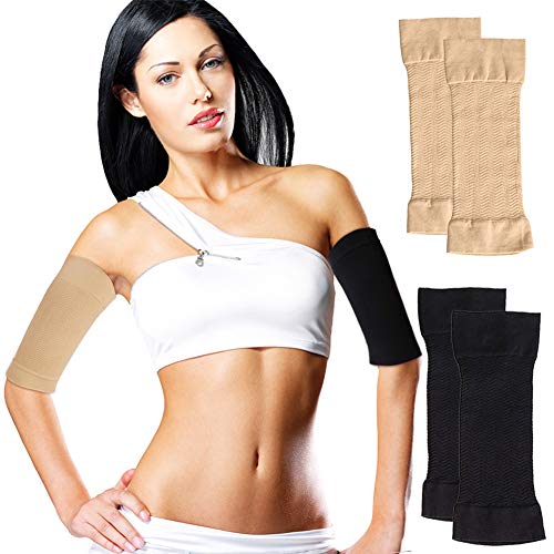 Toulifly Arm Shaper For Women,Arm Shaper,Arm Slimming Sleeves,Arm Compression Sleeves For Women,Burn Fat Weight Loss Arm Former Fat Buster For Women(Black/Flesh Color)