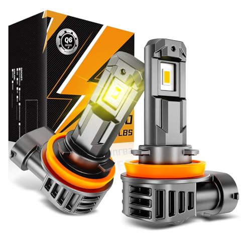 Auxbeam H11 H8 H9 Fog Lights 3000K Golden Yellow 12000LM Super Bright 600% Brighter Enhanced Visibility for Fog & Off-Road Plug and Play Pack of 2